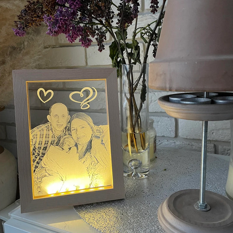 8x6 size Wood LED Photo frame, Customized Gift Personalized Lamp Decoration