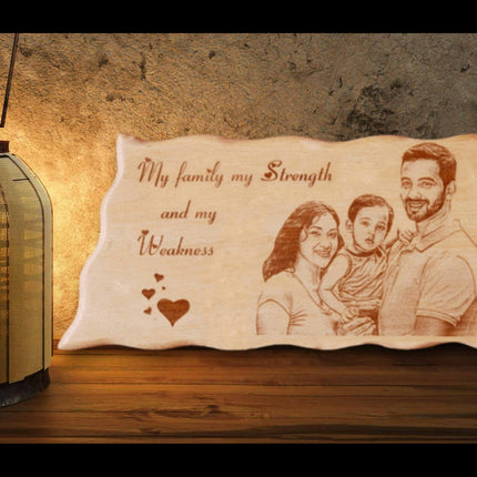 Engraved Personalised zigzag  Wooden Photo gift