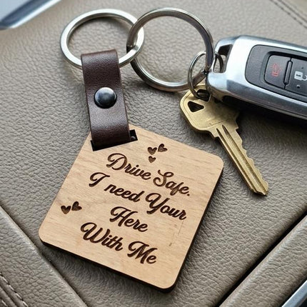 Customized  Wood Engraved square Keychain