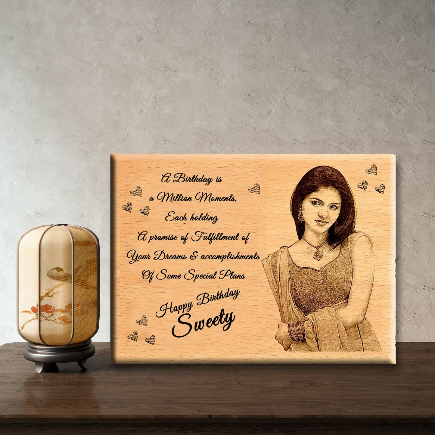 Engraved Personalised   Wooden Photo gift