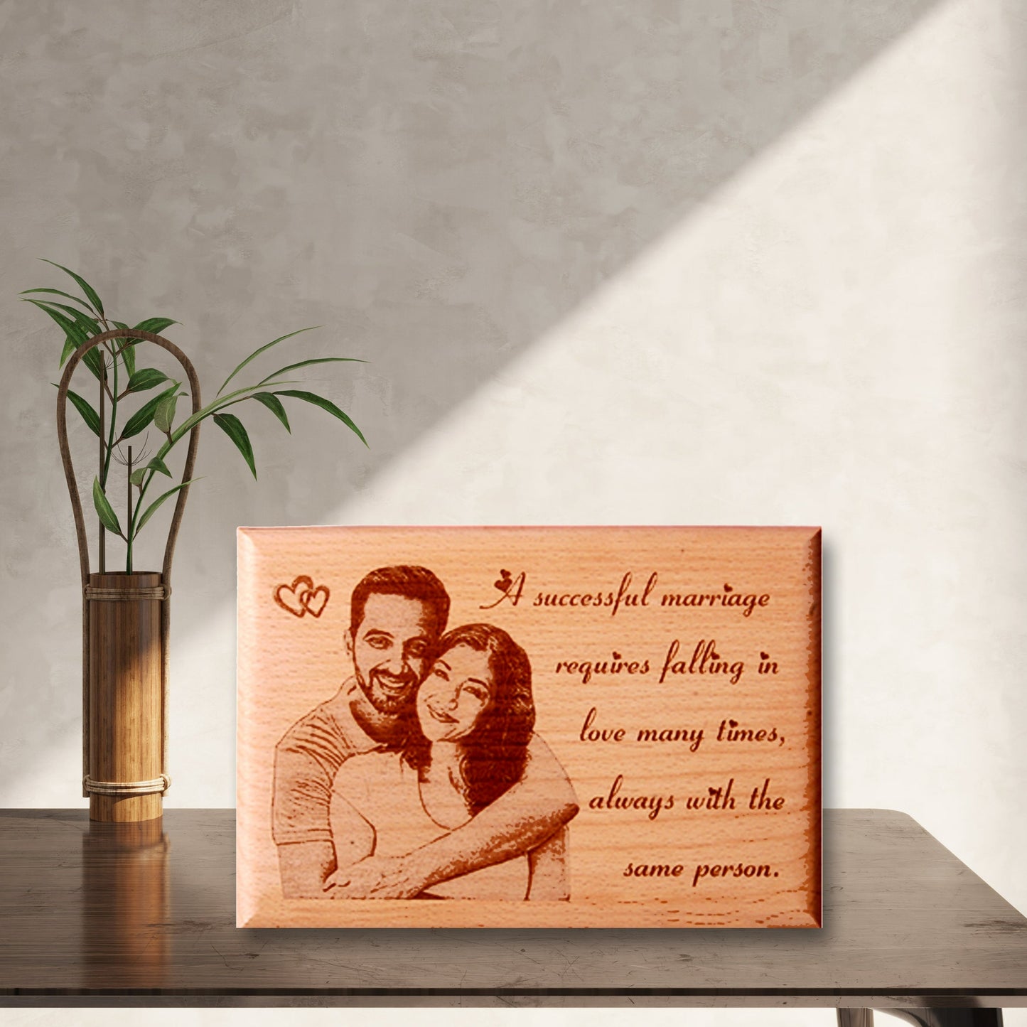 Engraved Personalised   Wooden Photo gift