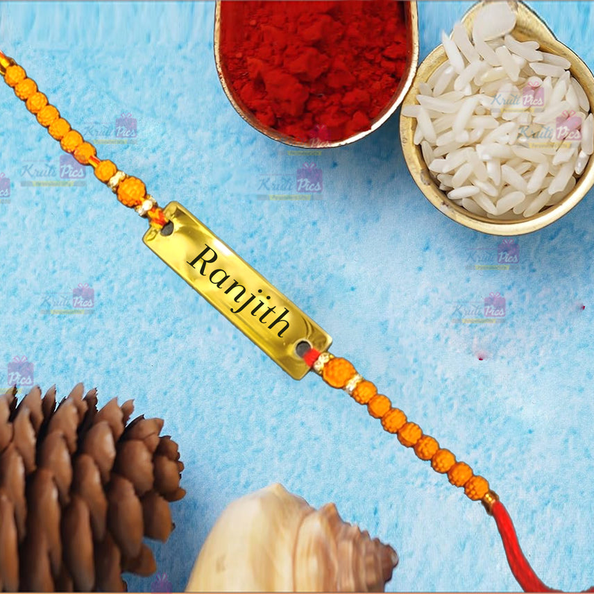 Lightweight and durable and rust free metal Rakhi With Name